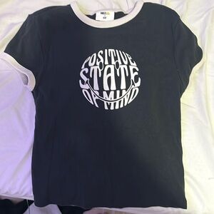 Size Medium, tight fitting, semi cropped, smiley x H&M